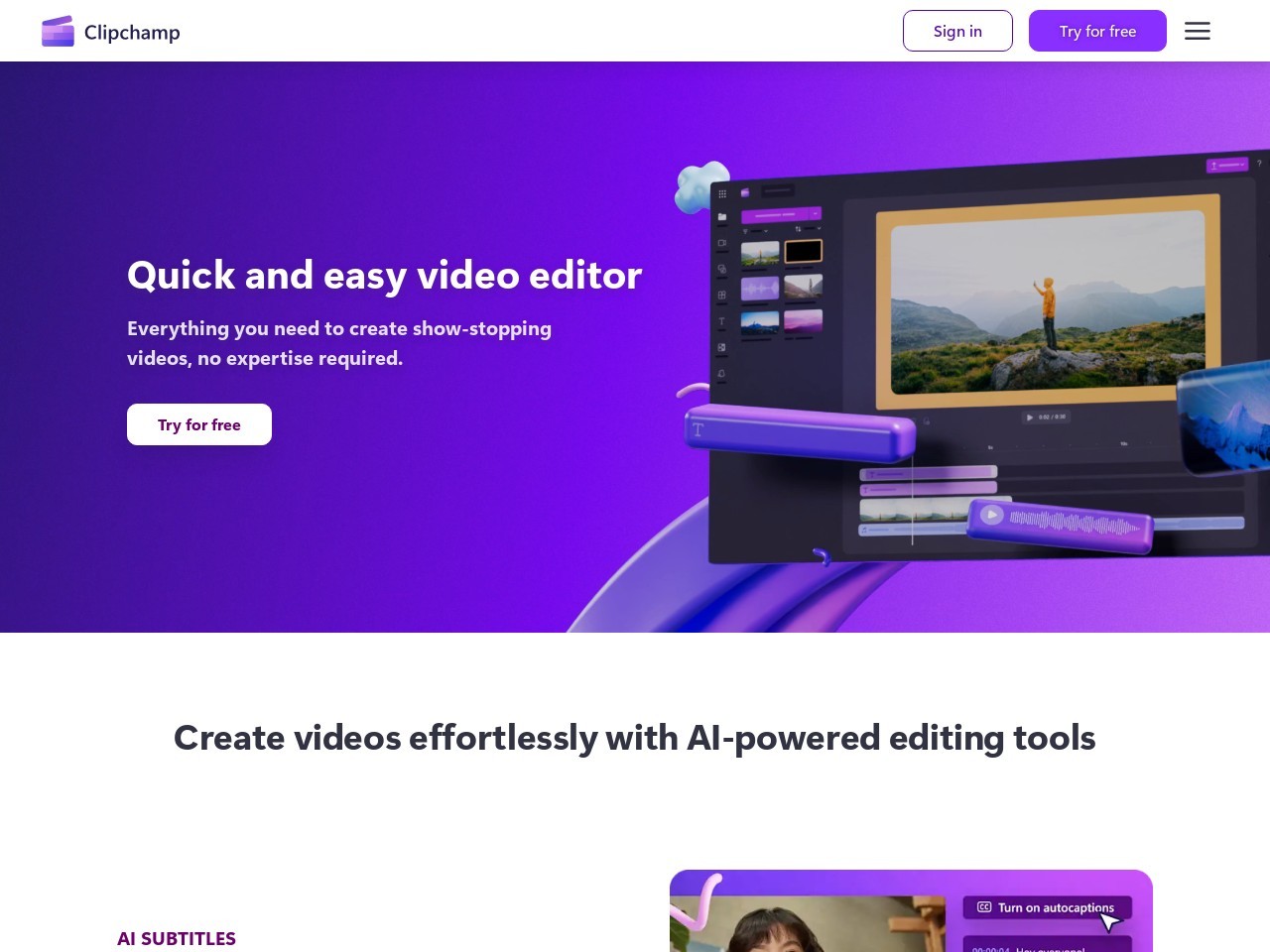 Clipchamp AI旁白生成器